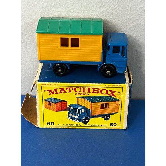 VINTAGE MATCHBOX LESNEY No.60 LEYLAND SITE HUT TRUCK NOS with Box